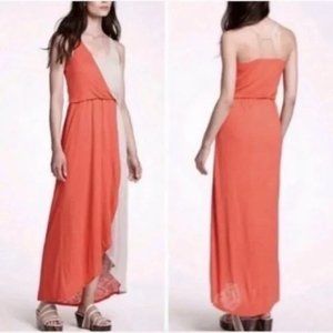 Anthropologie THE ADDISON STORY Colorblock Sundress Maxi Coral Gray Small S